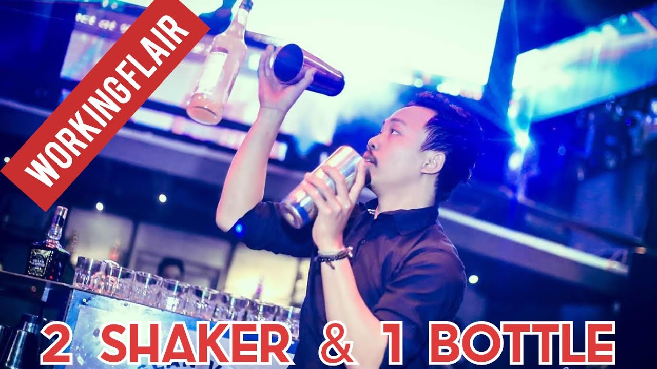 tutorial flair bartender / 2 shaker & 1 bottle / working flair