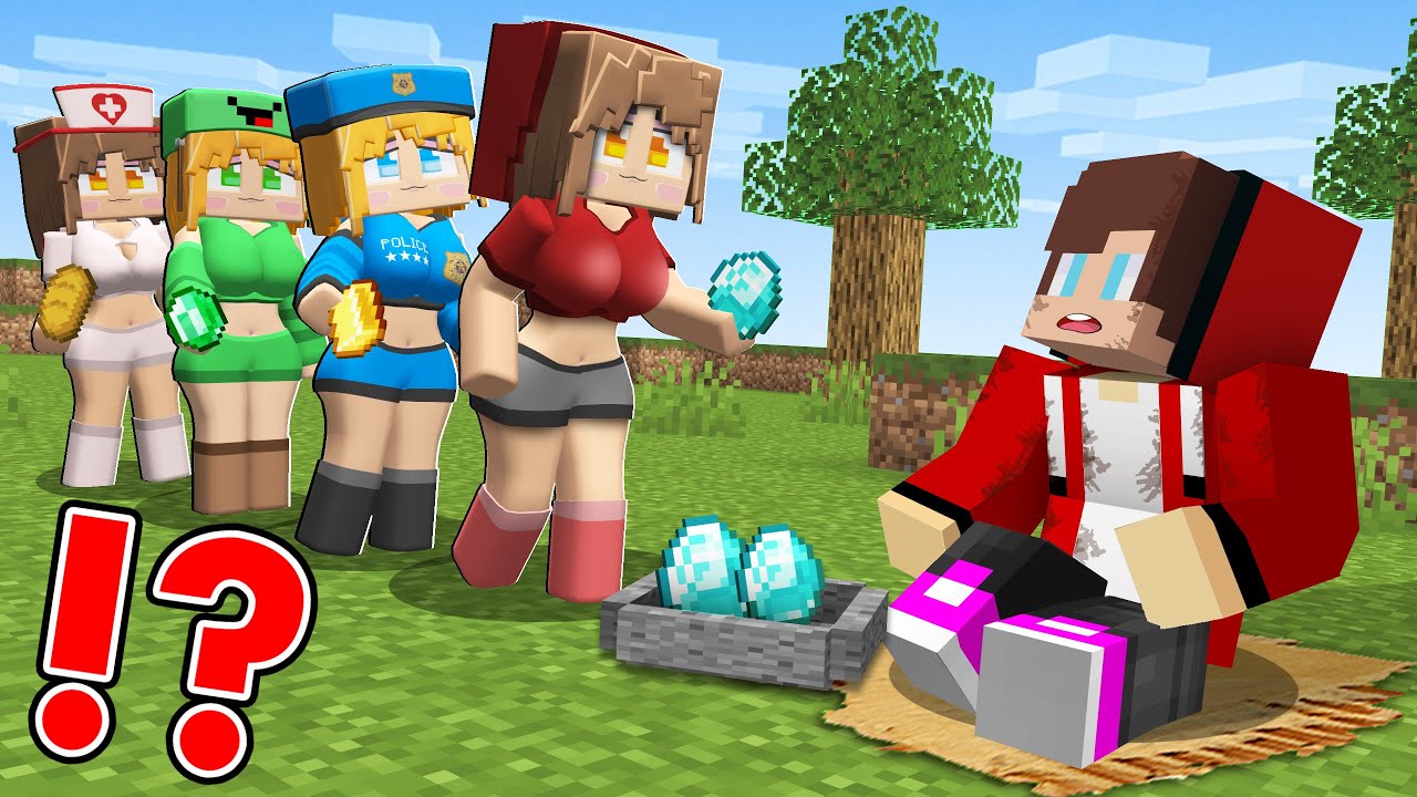 All Girls fell in LOVE POOR JJ in Minecraft - Maizen
