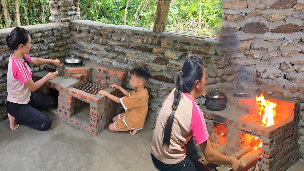 A single mother and her son build a wood-fired stove and share their first meal together.