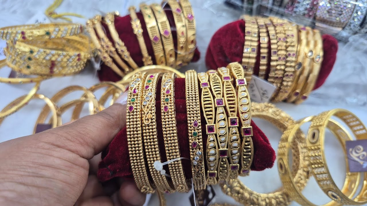 Real Gold Look Daily Wear Designer Anti-Tarnish Bangles (9560055617) #shivajewel #gold 