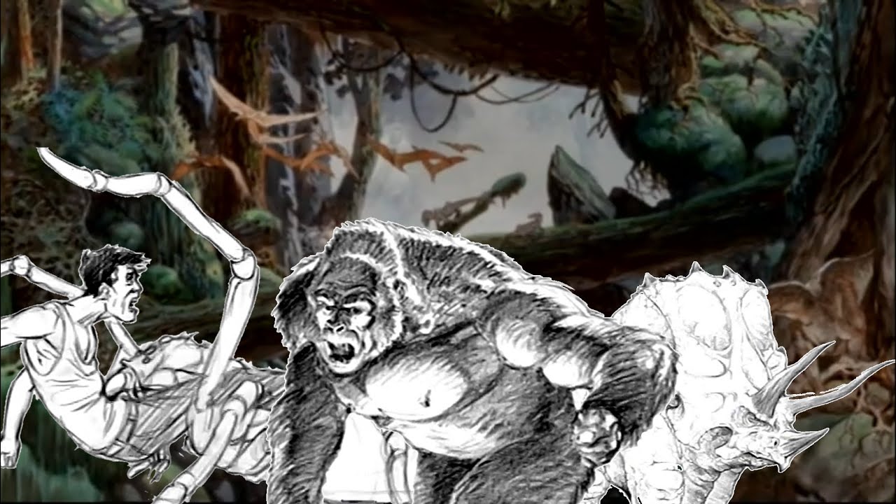 KING KONG 1996 (película cancelada) narración escena del pozo de las arañas, sus 2 versiónes, loqu