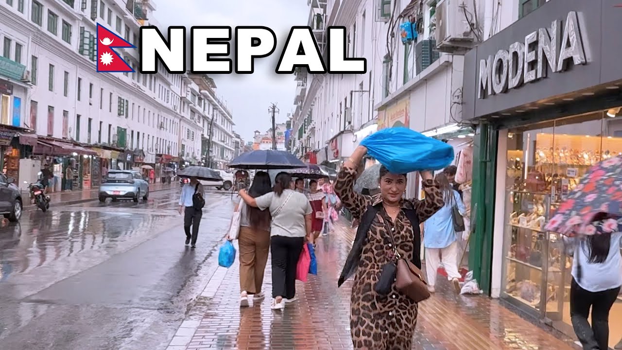 Rainy Day Walk in Nepal 🇳🇵 | Real Street Life in Kathmandu | 4K Virtual Walking Tour Video
