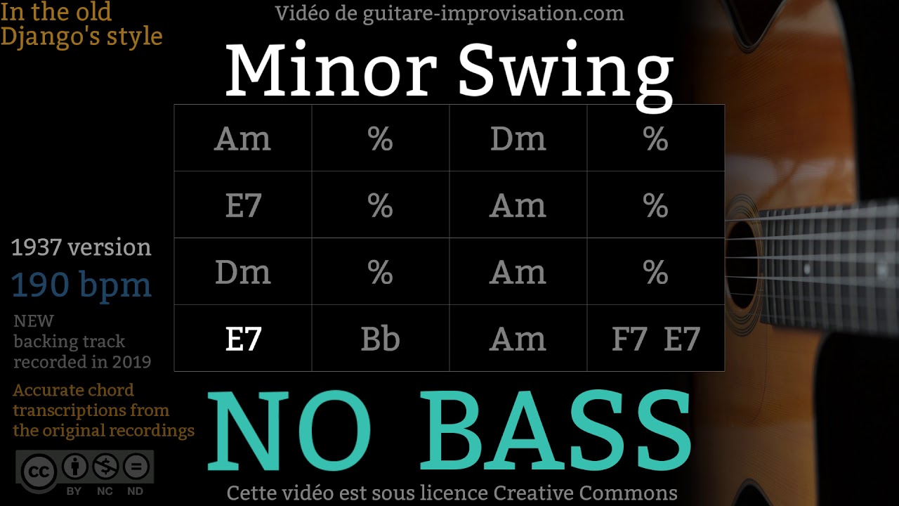 Minor Swing NEW! _ NO BASS (190 bpm) - Gypsy jazz Backing track / Jazz manouche