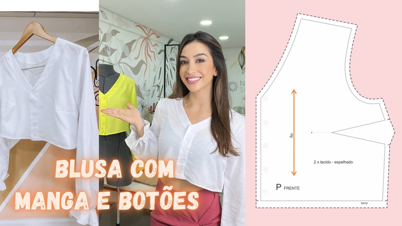 Aula + MOLDES / CAMISA cropped COM BOTÕES - FÁCIL