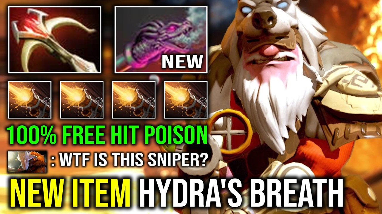 NEW 7.41 ITEM Hydra's Breath 100% Free Hit AOE Poison DPS Unlimited Knockback Sniper Dota 2