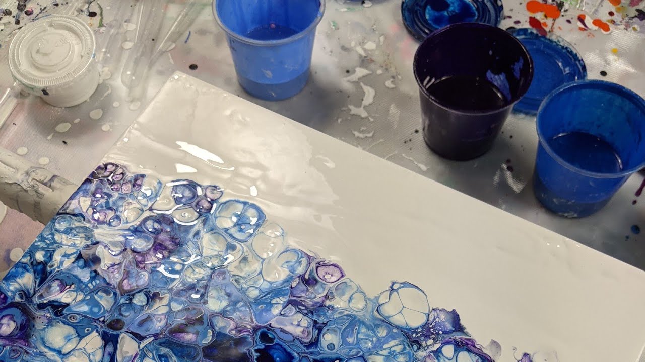 (842) Singing the blues plastic wrap pour