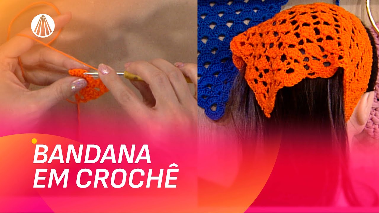 Bandana em crochê em ponto leque por Milena Miranda | Faça Você Mesmo