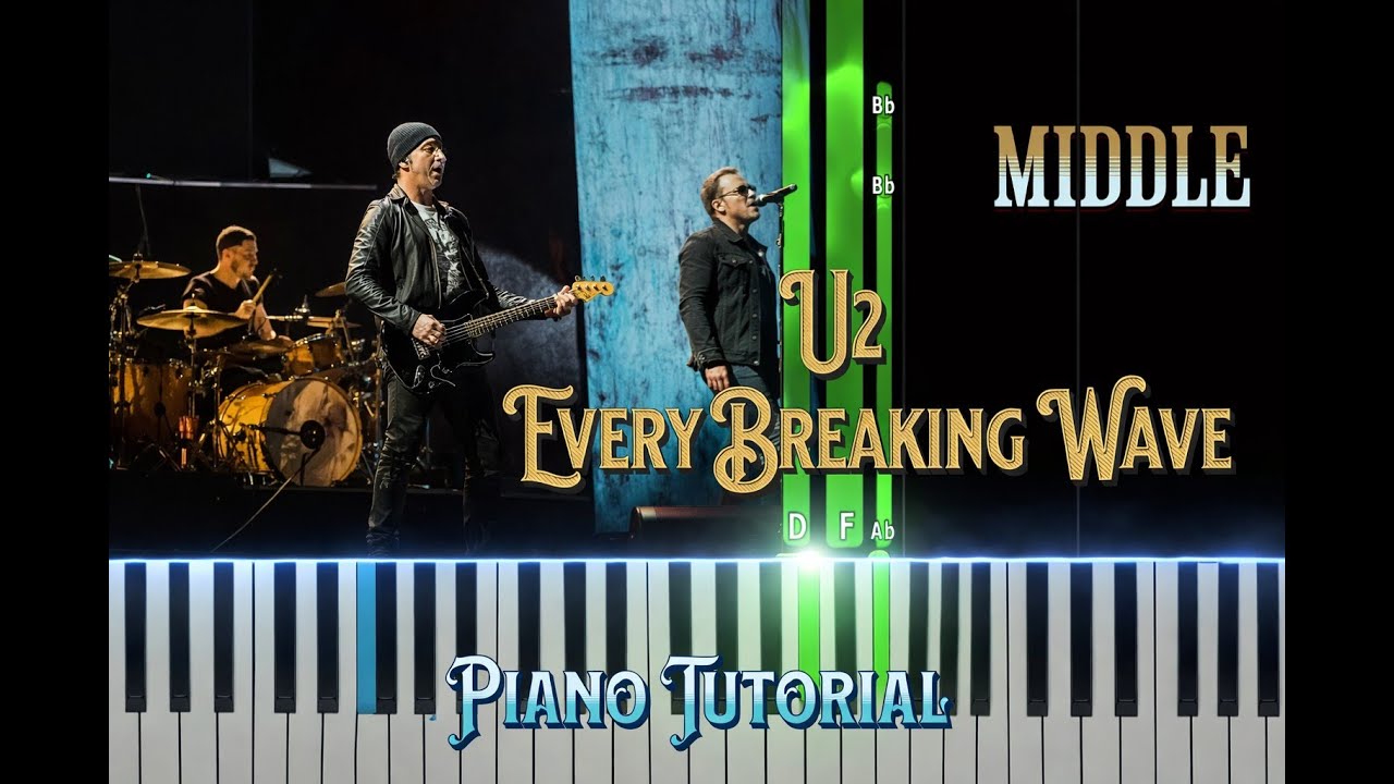 Every breaking Wave U2 Middle Piano Tutorial