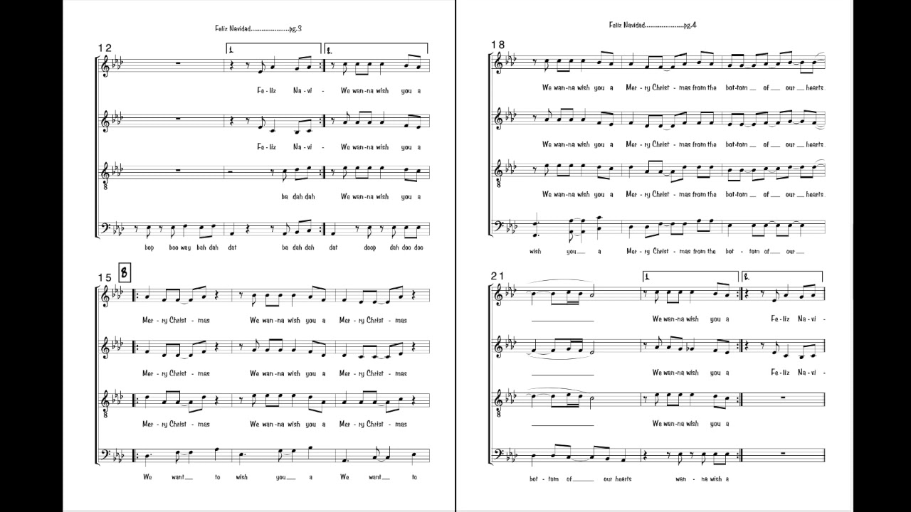 Feliz Navidad - SATB acappella - arranged by Paul Langford