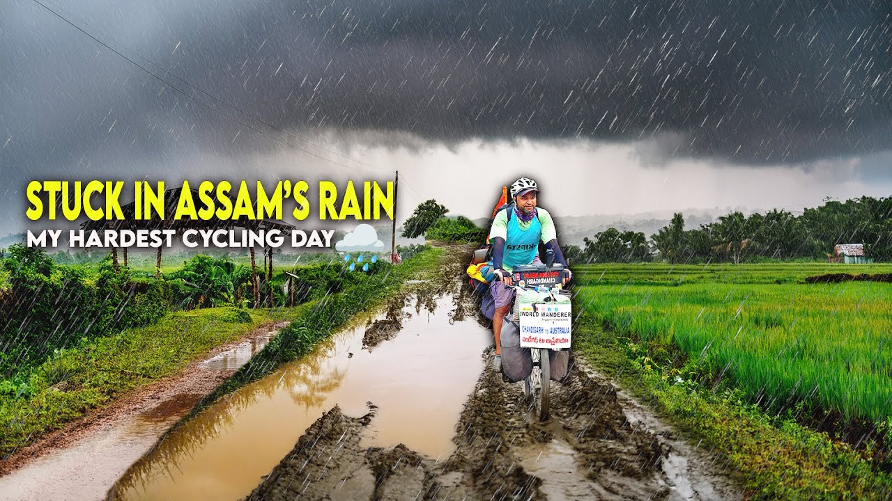 Stuck in Assam’s Heavy Rain – My Hardest Day on a Bicycle ✅