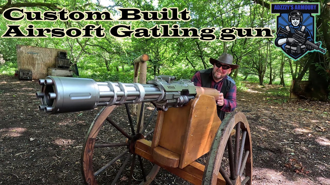 Custom Airsoft Gatling gun build, Western themed airsoft game play