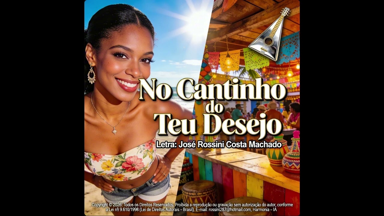 Composições Autorais - No Cantinho do Teu Corpo - Composição de: José Rossini Costa Machado.