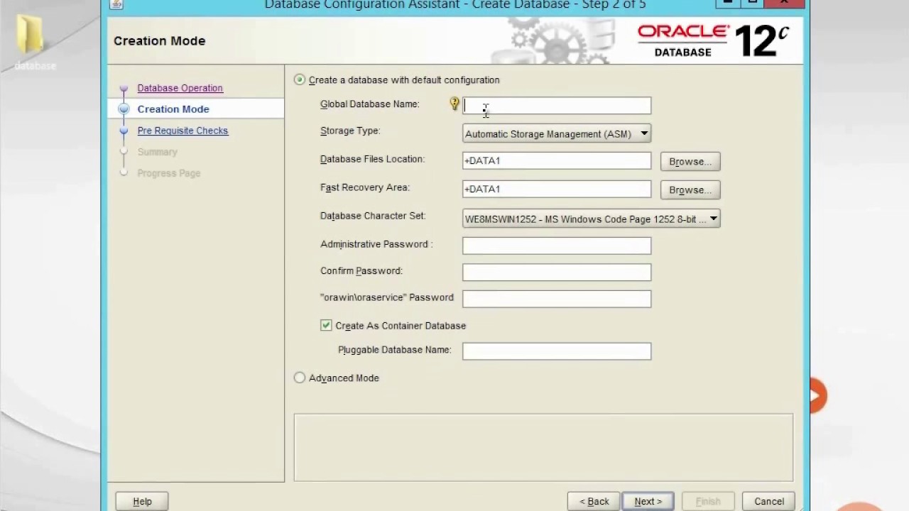 Creating Database in Oracle 12c With DBCA