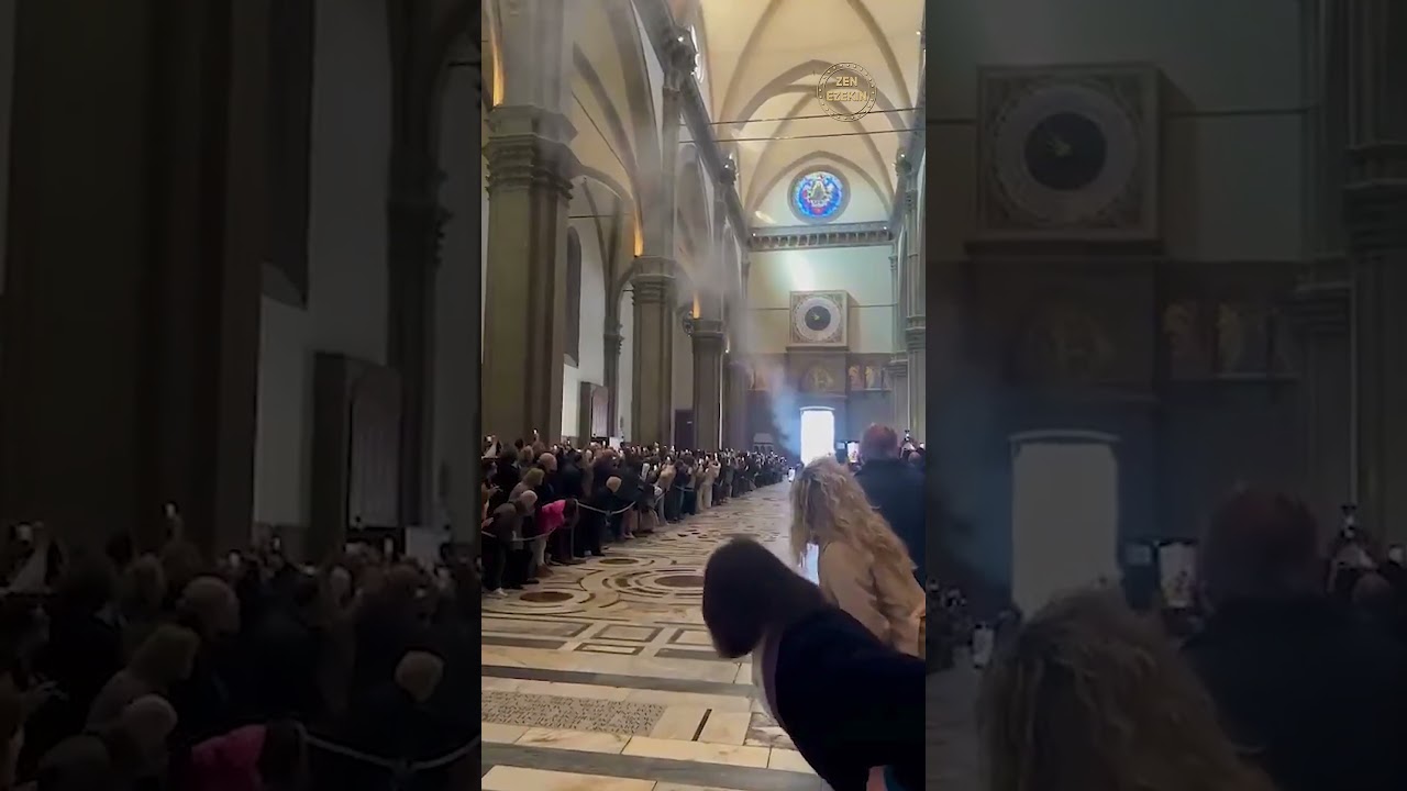 Fireworks inside church in Italy