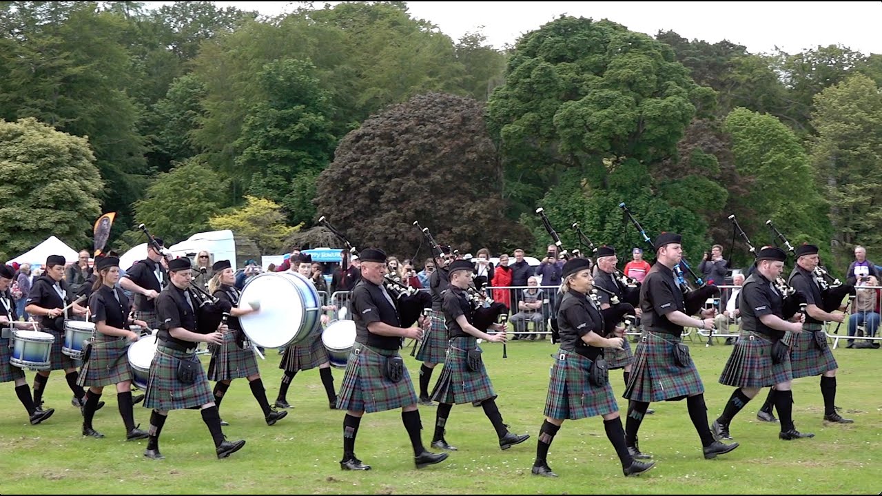Ellon and District RBL Pipe Band compete in Grade 4B bands during the 2019 Aberdeen Highland Games