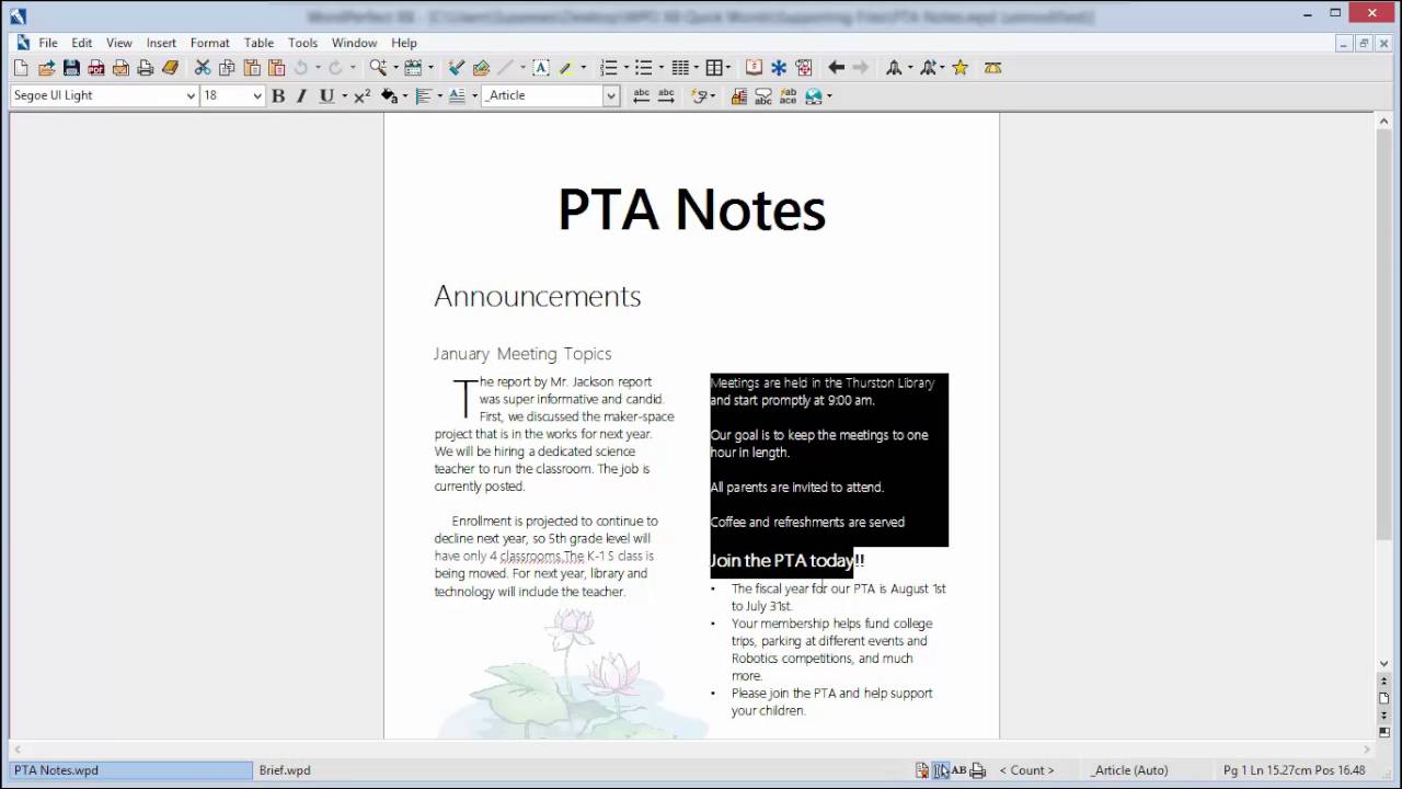QuickWords in WordPerfect