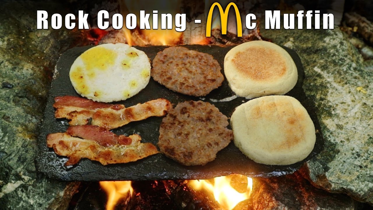 Sausage Egg McMuffin Cooked on a Rock!