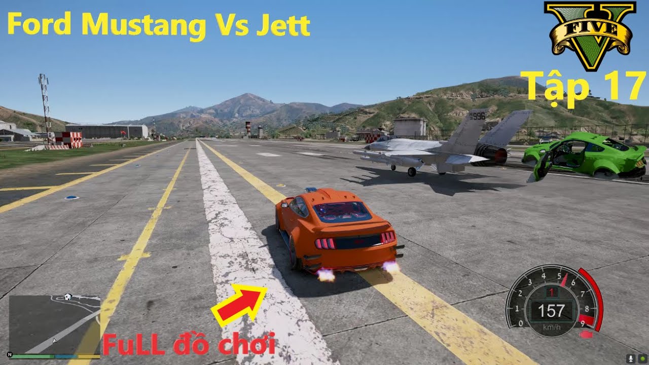GTA 5 Siêu Xe #17 Ngựa Hoang Ford Mustang GT Thử Sức Với Chiến Đấu Cơ Ở Khu Quân Sự Và Cái Kết Thốn