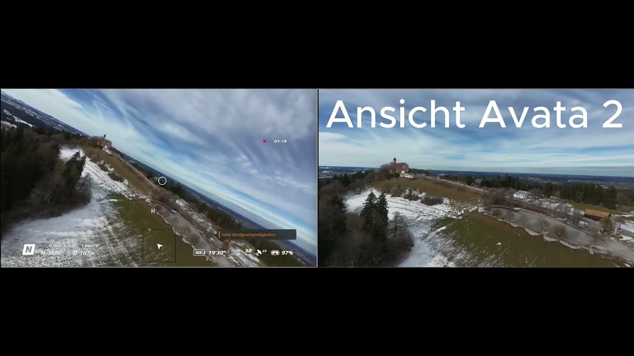 #Flug mit der DJI Avata2 bei extrem starken Wind auf einem 1000 Meter hohen Berg in Süddeutschland.