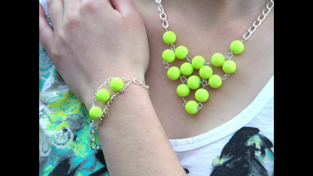 DIY Light Up the Night Neon Yellow Necklace and Bracelet Set | Cat Fox Designs