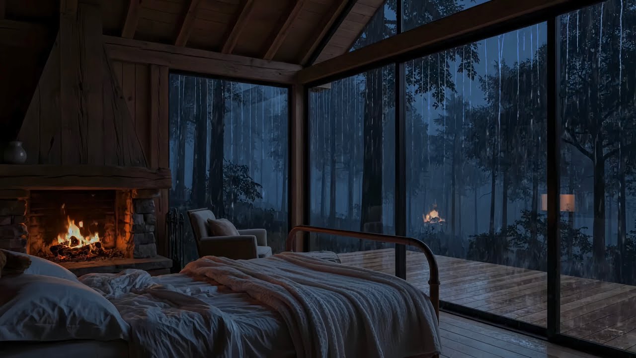 Rainy Forest Cabin Night — Deep Sleep Rain Sounds for Fast Relaxation, Meditation and Study F