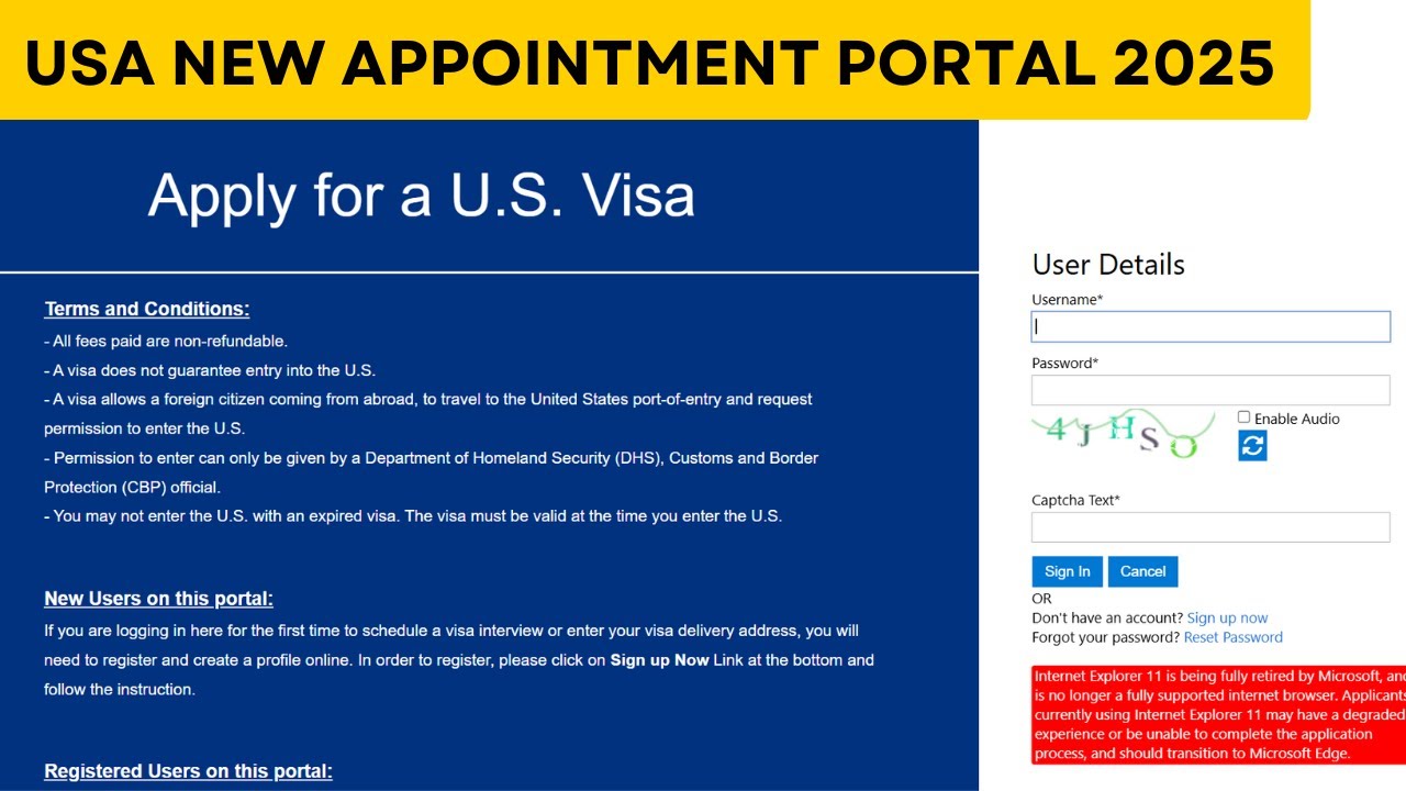 USA New Appointment Portal 2025 | New Appointment System | Register & Sign In