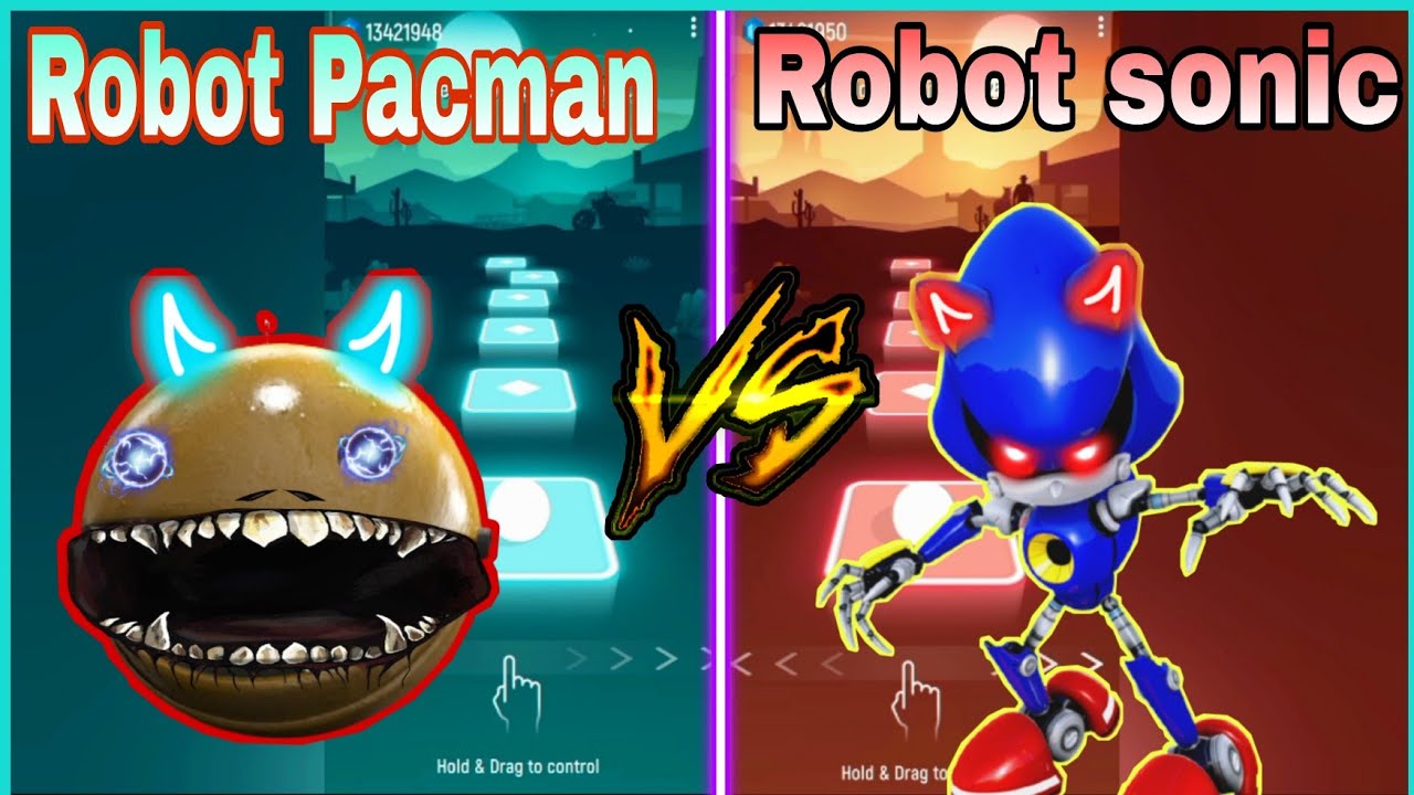 Robot Sonic Exe/Ding Dong vs Robot Pacman 🎵 | Tiles Hop 