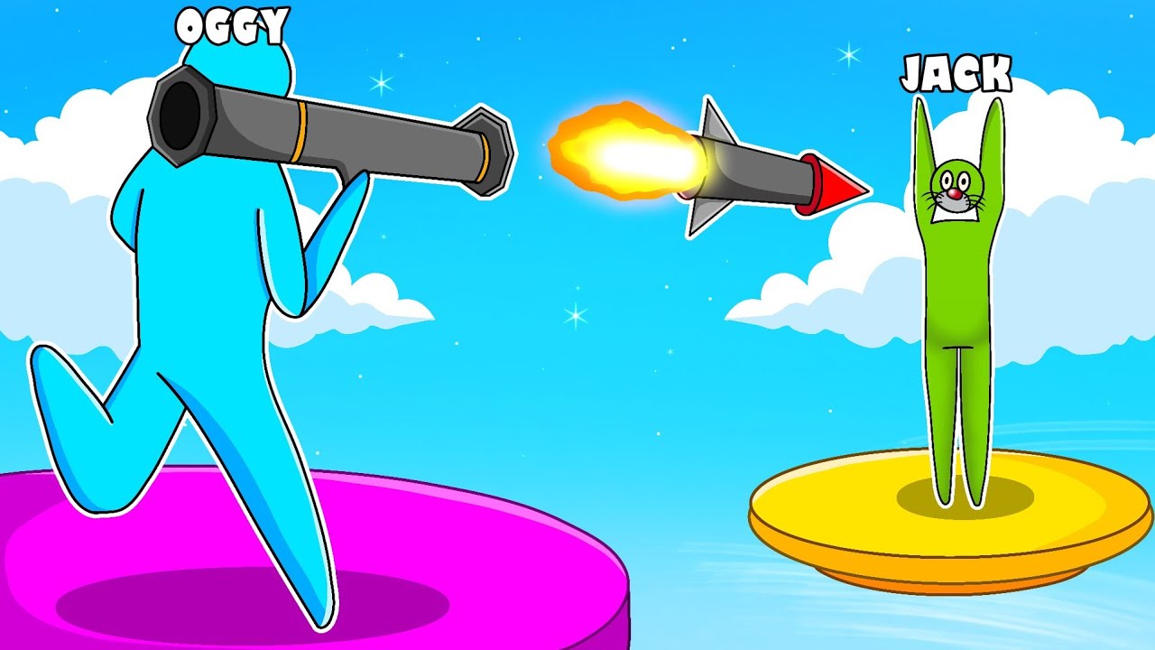 Oggy and Jack Playing STICK FIGHT In 3D = WORLDS BEST GAME! (Super Smash)