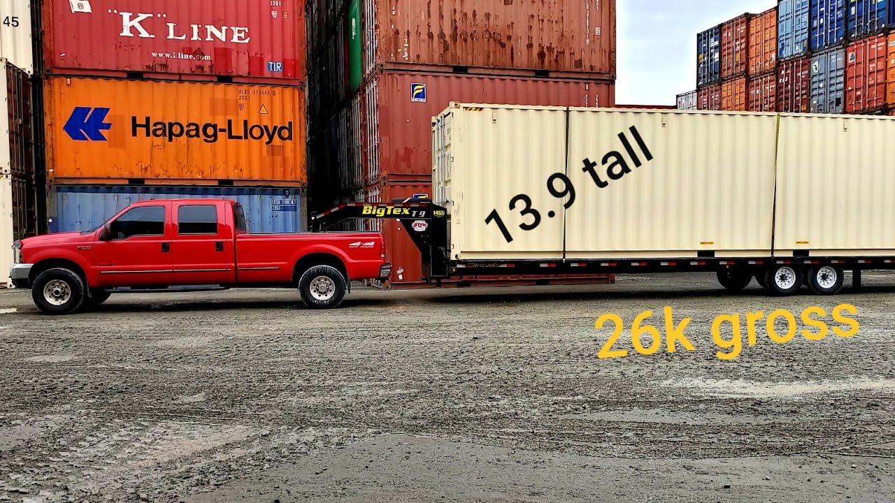 99 Ford F350 7.3 powerstroke hauling a load. 6 speed.