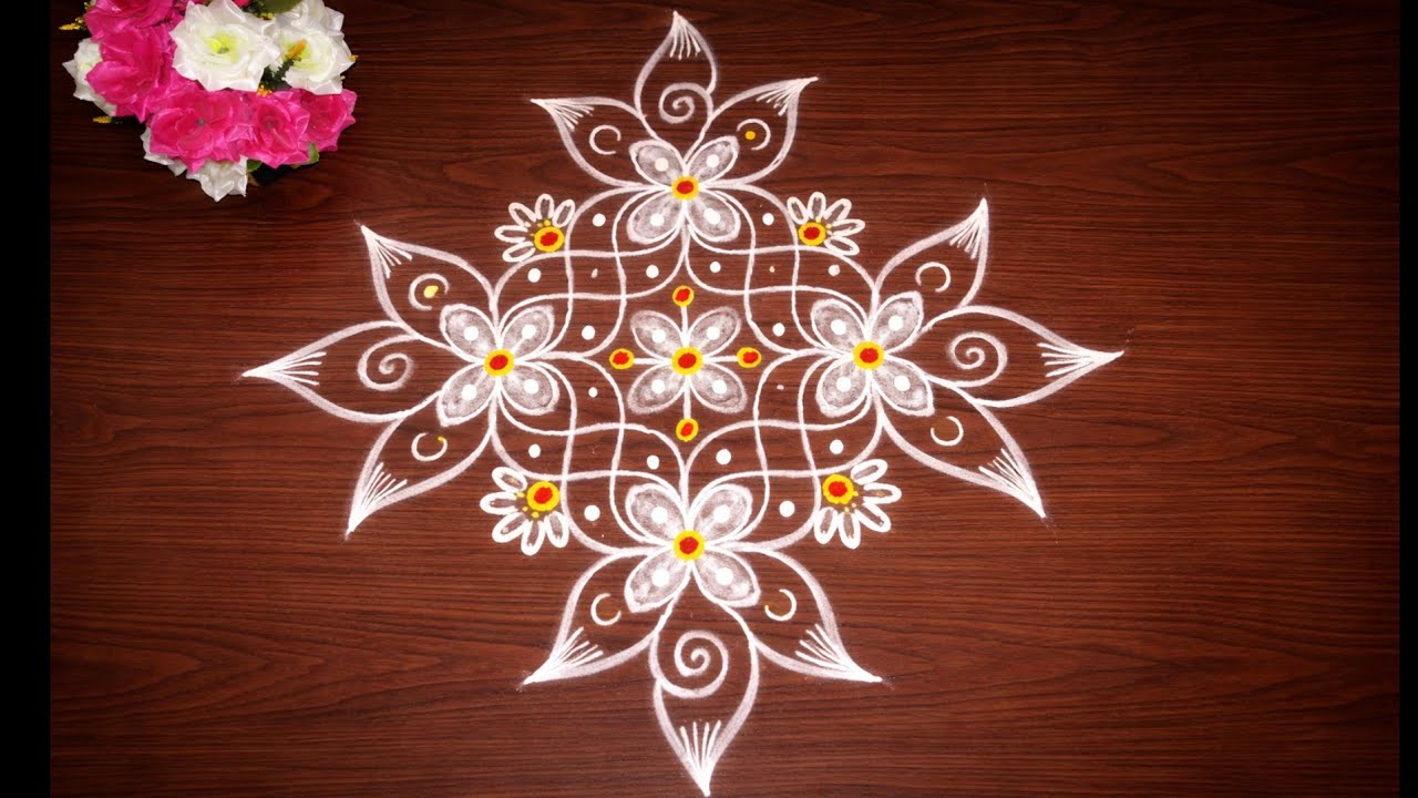 8×2 dots beautiful ragoli design / Very simple Rangoli design/ #venkatsirichannel #rangoli #muggulu 