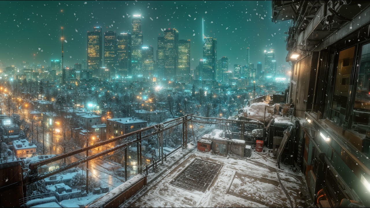 Snowy Lonely Streets ❄️ Quiet Winter City - Ambient Soundscape