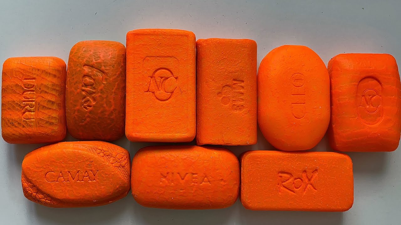 Cutting Soap Painted in Orange Neon / super dry soap