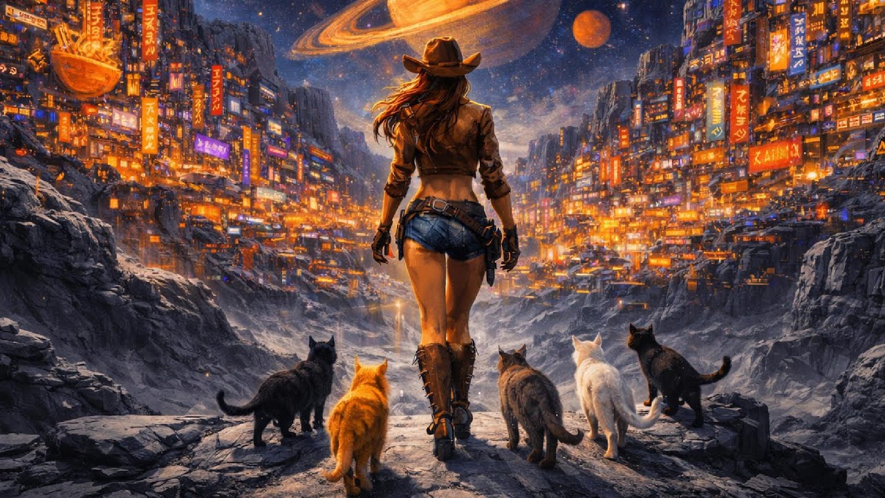 Cowgirl Lost in a Cosmic City ✨ Space Synth Chill