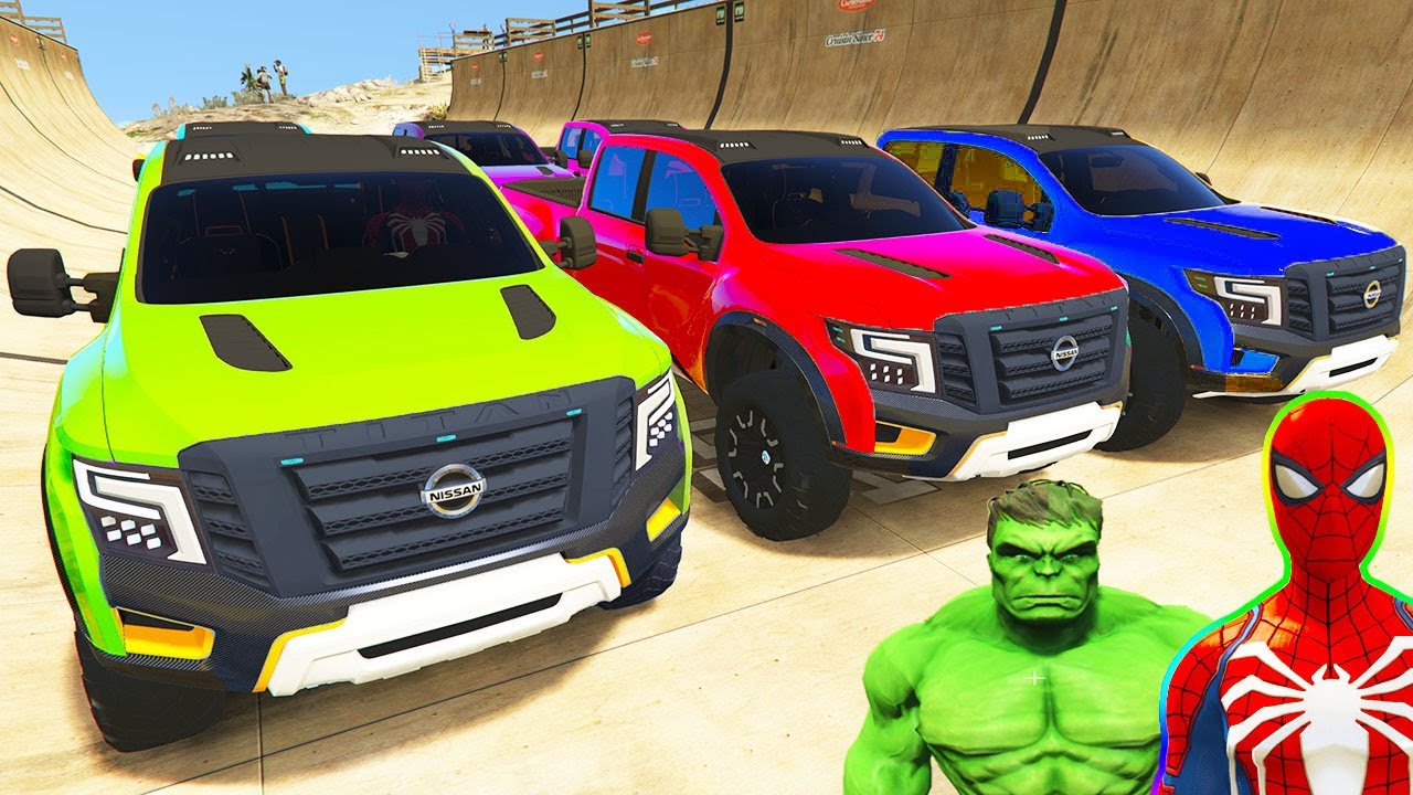 SPIDERMAN CARS Race Challenge on Race Track ! SUPERHERO HULK Goku Iron Man Racing JEEP Car  - GTA 5