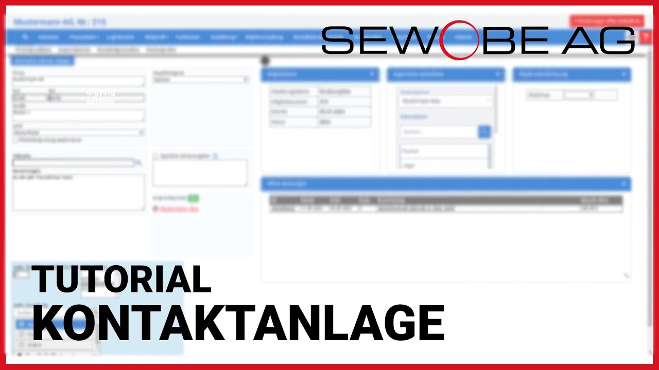 Kontaktanlage und Verwaltung | SEWOBE Tutorial