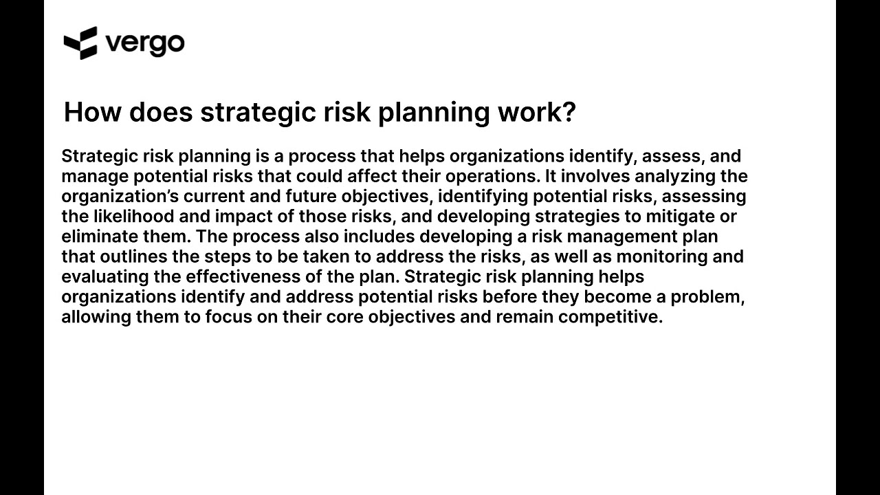 Strategic Risk Planning 101
