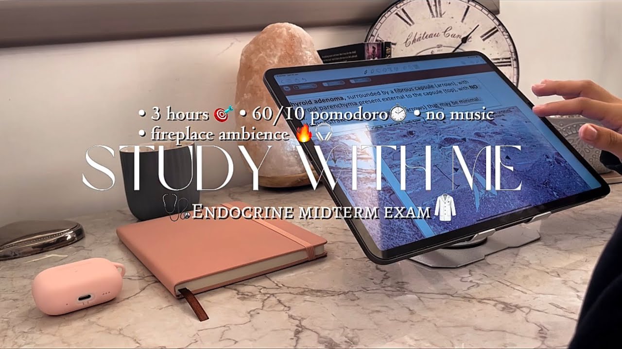 3-HR study with me for my ENDOCRINE SYSTEM MIDTERM Exam 🥼 | 60/10 pomodoro  - no music