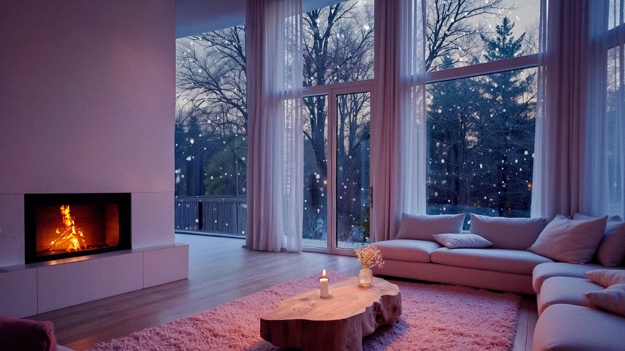 Silent Winter Cabin in a Heavy Snowstorm ❄️🌬️ | Powerful Wind Outside, Crackling Fireplace Inside