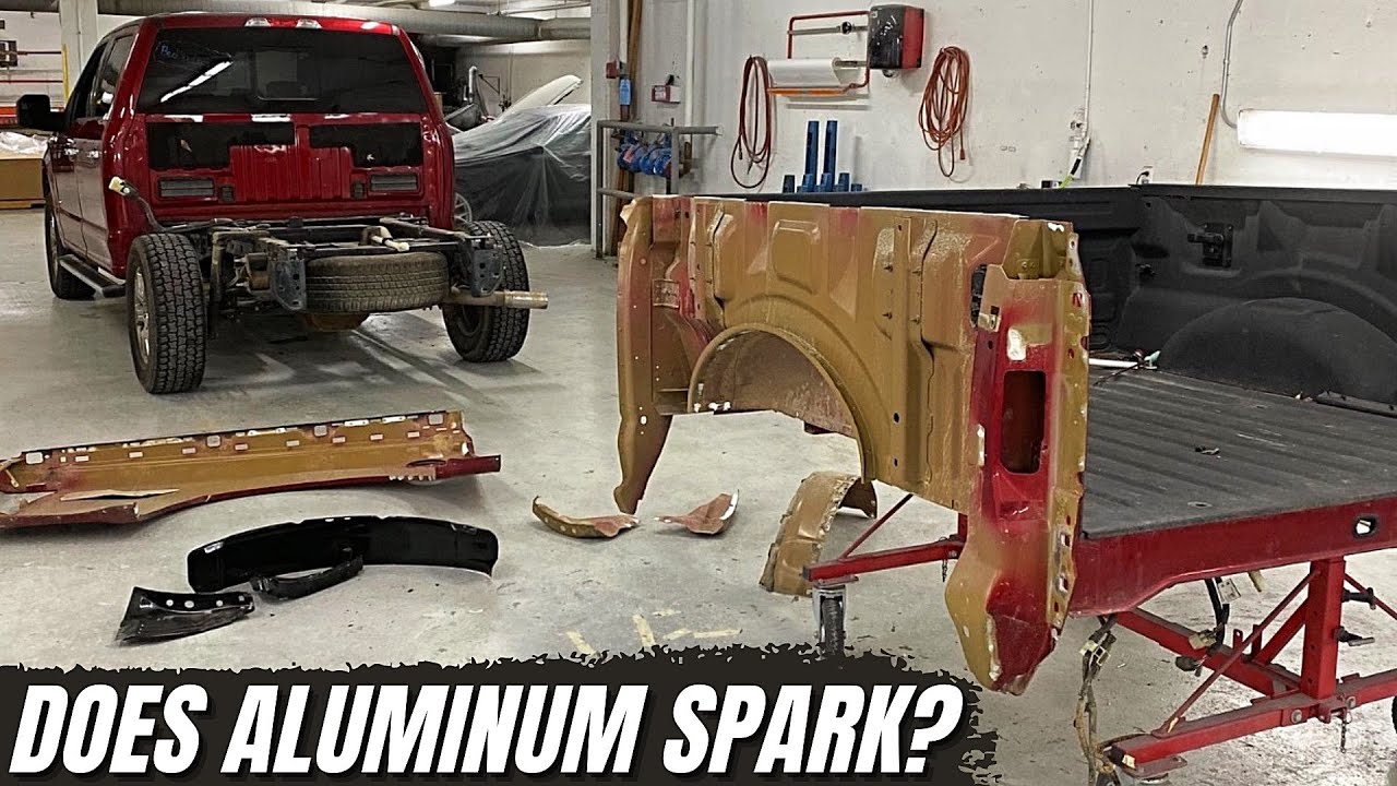 Does Aluminum Spark? Find out when I cut this #FordF150 apart! #ford #autobody #collision #f150