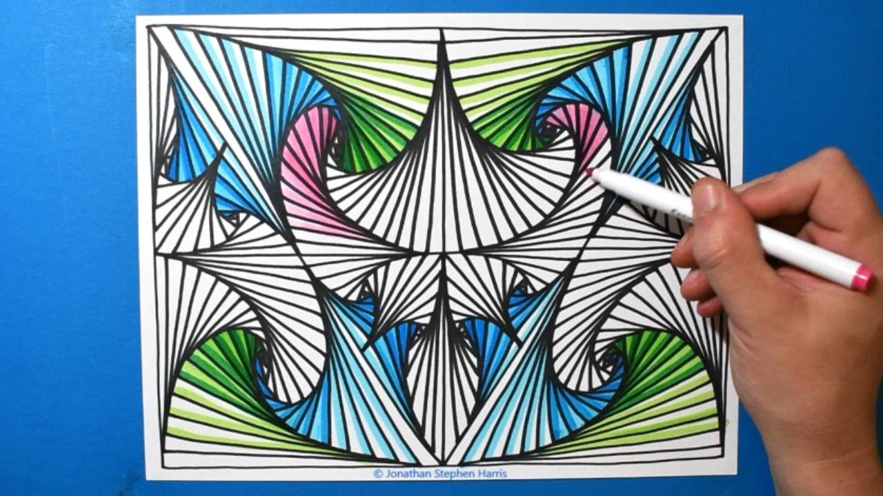 Colorful Drawing #13 / Amazing 3D Spiral Pattern / Relaxing Line Illusion / Color Art Therapy