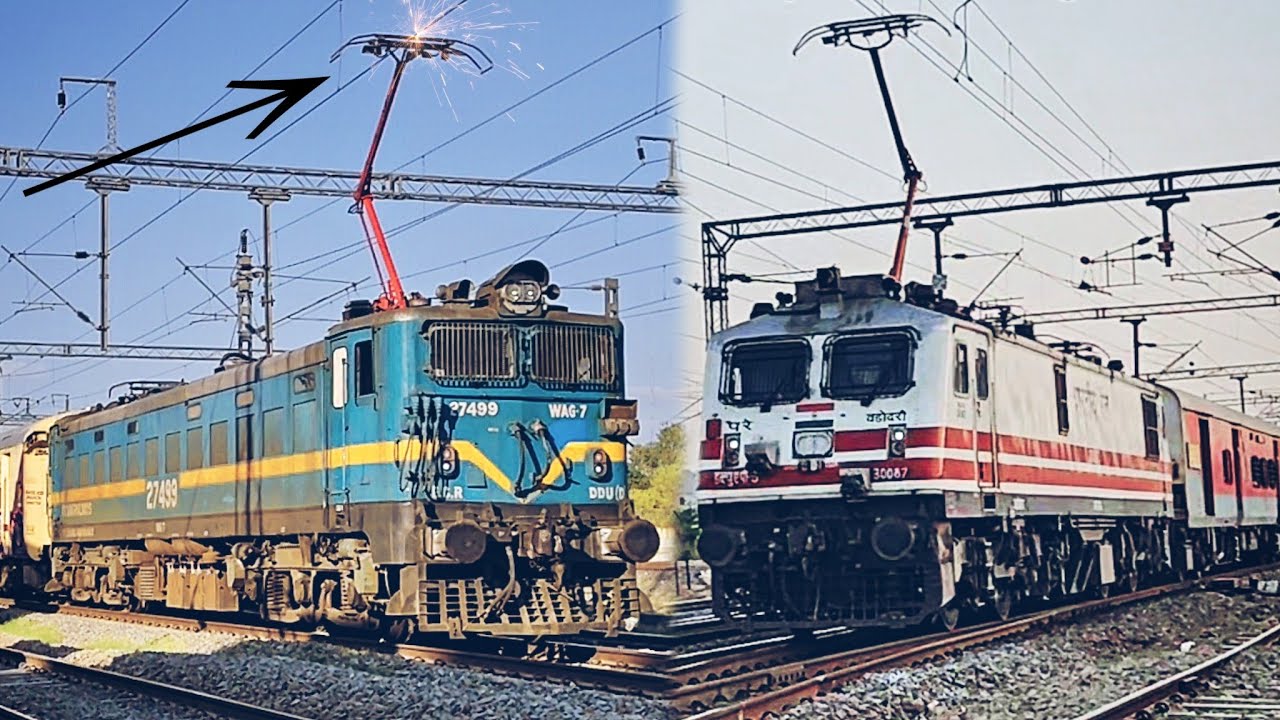 View of High Rise Pantograph : Trains running on Ajmer Jaipur section | Indian railway | NWR
