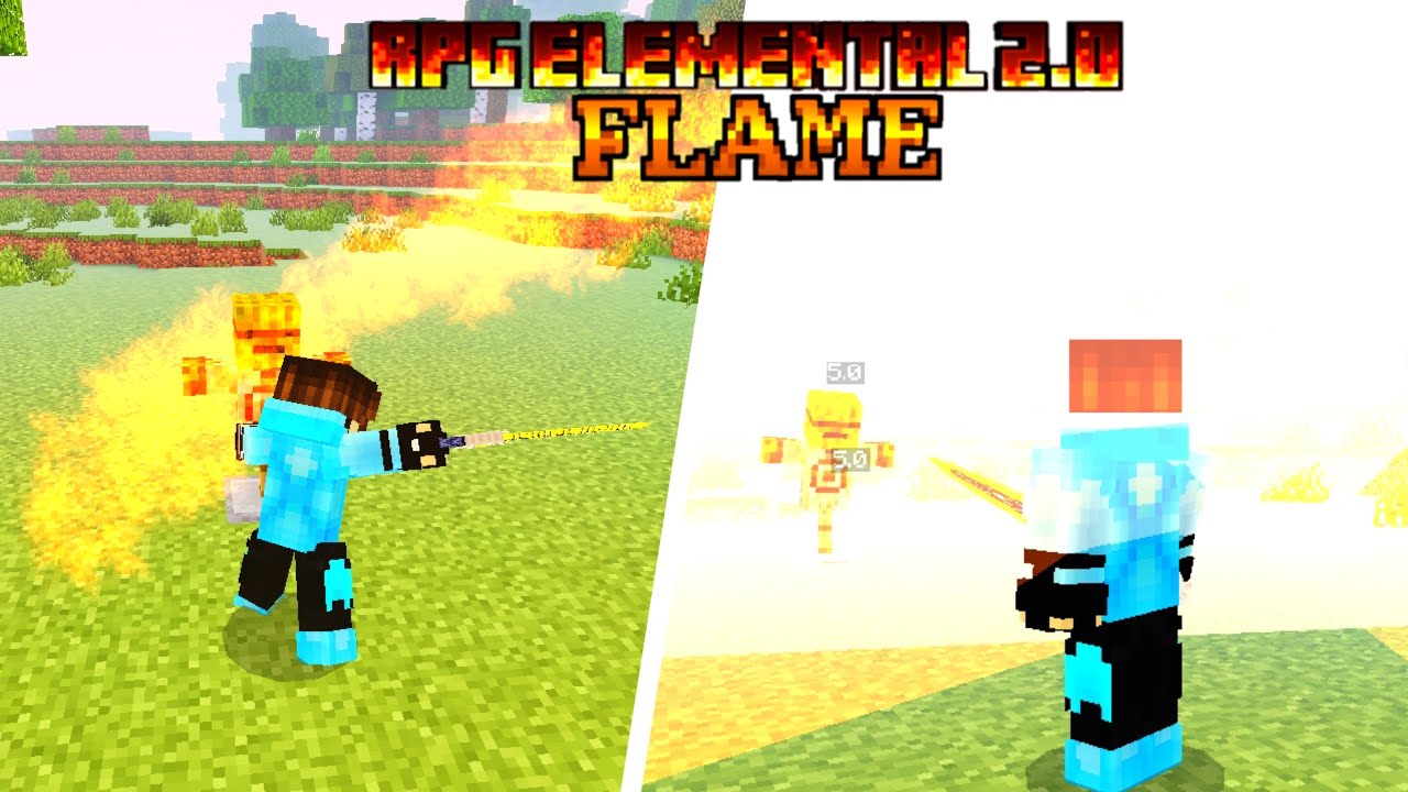 RPG Elemental Weapon 2.0 Flame Sword Revamp Addon Minecraft PE/Bedrock 1.21.90