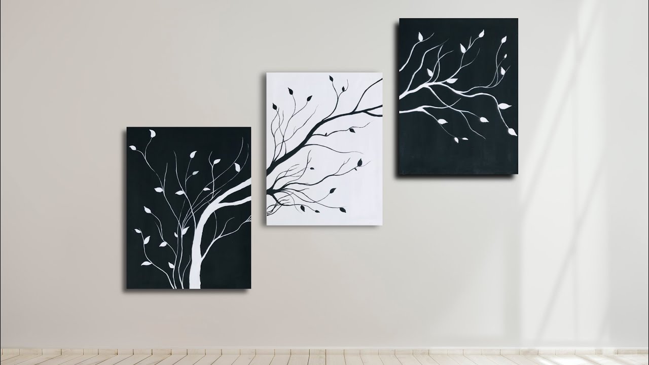 3 panel Canvas Painting | Easy Acrylic painting | DIY | How to creat 3 panel canvas painting