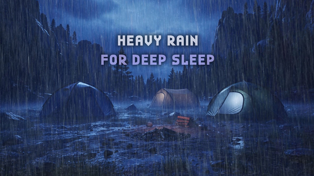 Heavy Rainfall in the Mountains 🌧️🏔️ Gentle Thunder for Instant Relaxation 😌⚡