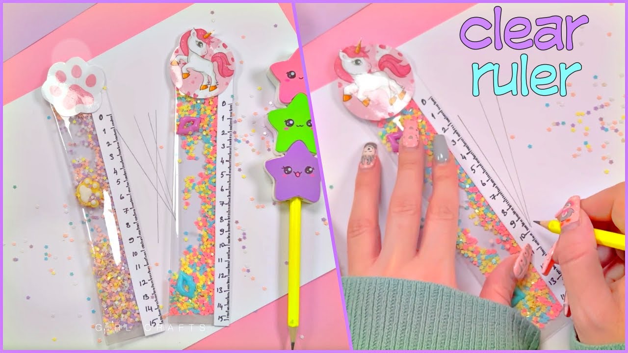 DIY Cute Clear Ruler - How to make Glitter Scale - Back To School #shorts #youtubeshorts