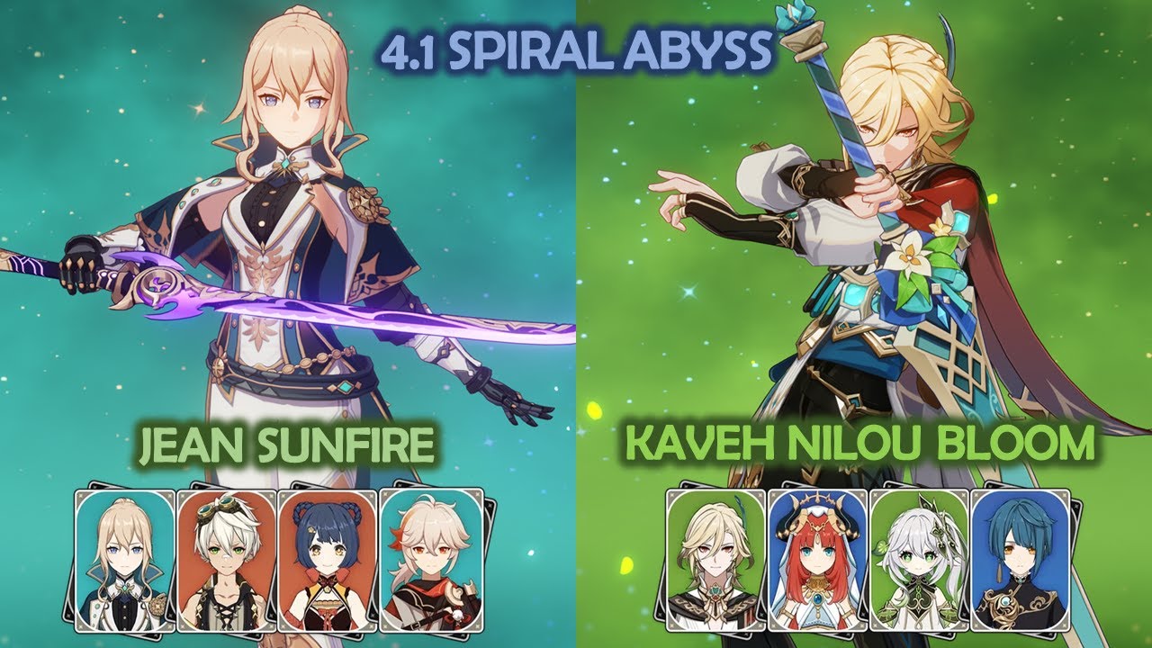 4.1 Spiral Abyss Jean Sunfire & Kaveh Nilou Bloom Genshin Impact