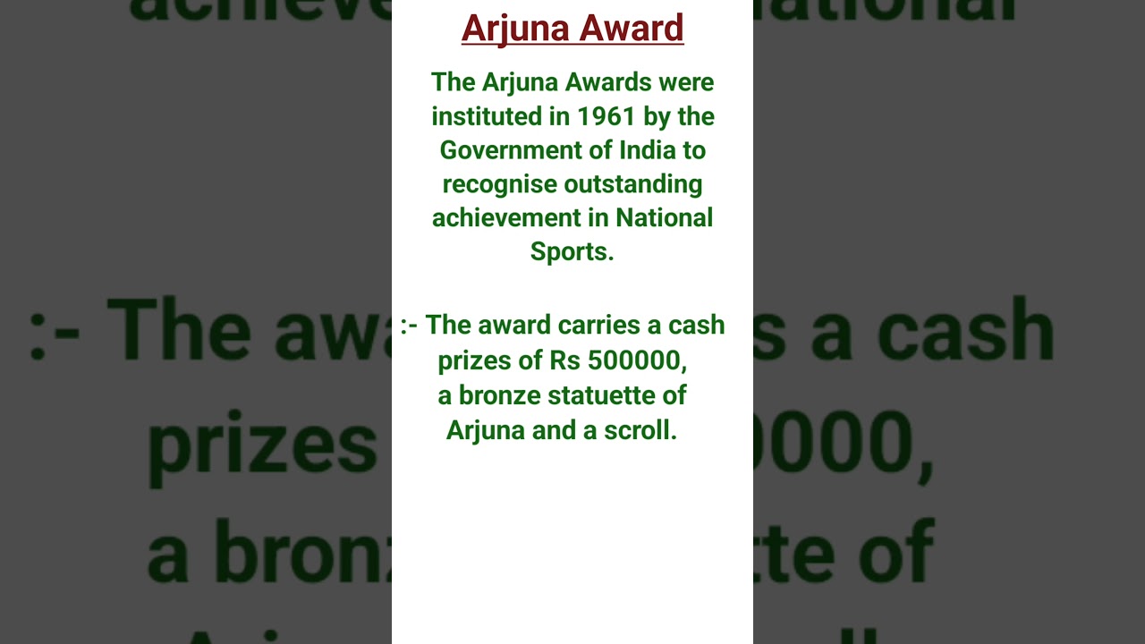 Meaning of Arjuna Award of India#shortvideo#
