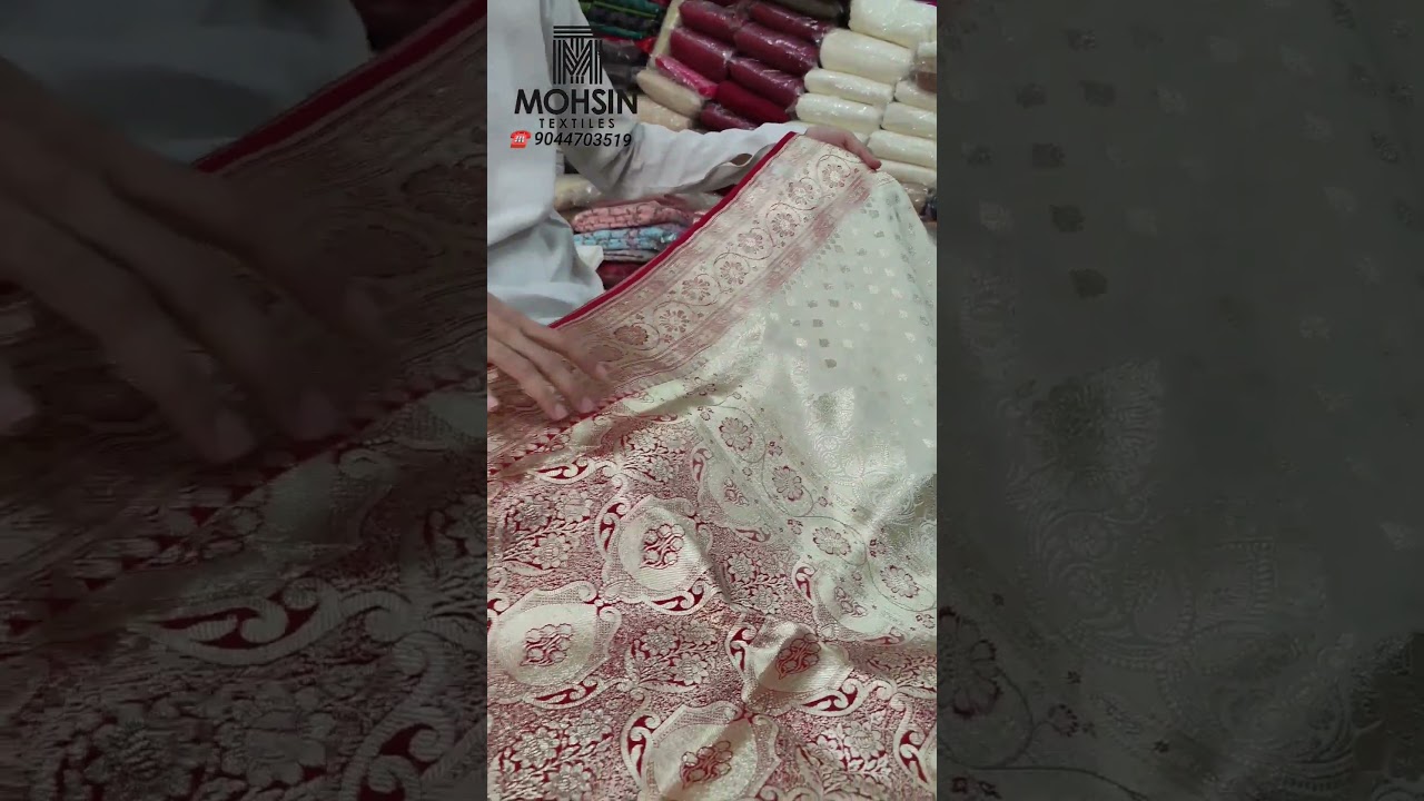 Butter Silk Banarasi Saree Red White color combination Vary Soft Meterial WhatsApp 9044703519