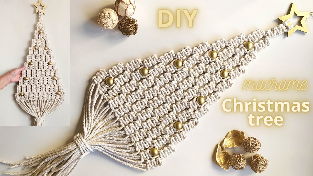 DIY macrame Christmas tree tutorial, make your own Christmas decor, only square knot for beginners