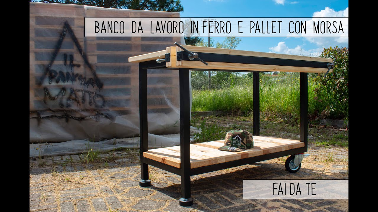 🏚 FAI DA TE 🛠 BANCO DA LAVORO IN FERRO E PALLET CON MORSA 🗜
